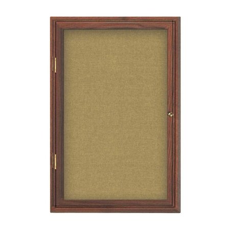 UNITED VISUAL PRODUCTS Single Door Enclosed Radius EZ Tack Board, 36"x36", Satin/Black UV7002EZ-BLACK-SATIN